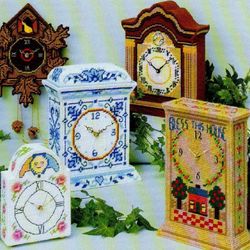 Digital | Vintage Plastic Canvas Pattern Clocks | Plastic Canvas 7-Count | ENGLISH PDF TEMPLATE