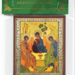 St Trinity (Andrei Rublev), wooden icon 2,5 x 3,5"