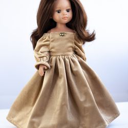 paola reina doll clothes, little darling by dianna effner dress, 13 inch dolls waist 13 - 14,5 cm, long doll dress