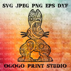 bunny svg, easter svg, rabbit svg, mandala svg, zentangle svg