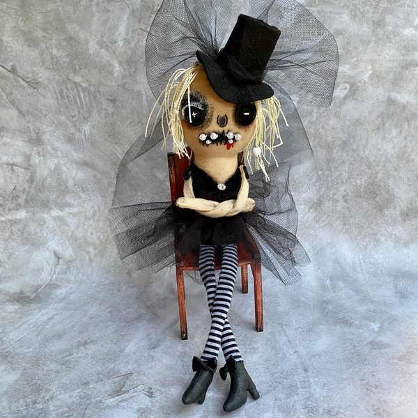 Goth doll , halloween gift .