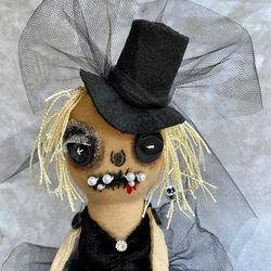 Emo doll for horror party . Goth doll , halloween gift . Gothic gift .