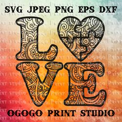 Love SVG, Autism Awareness svg, Zentangle SVG, Puzzle svg