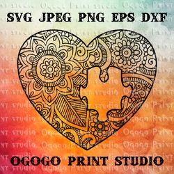 heart svg, autism awareness svg, zentangle svg, puzzle svg