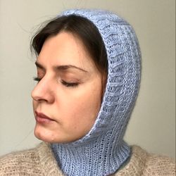 Cashmere merino wool hand knitted balaclava