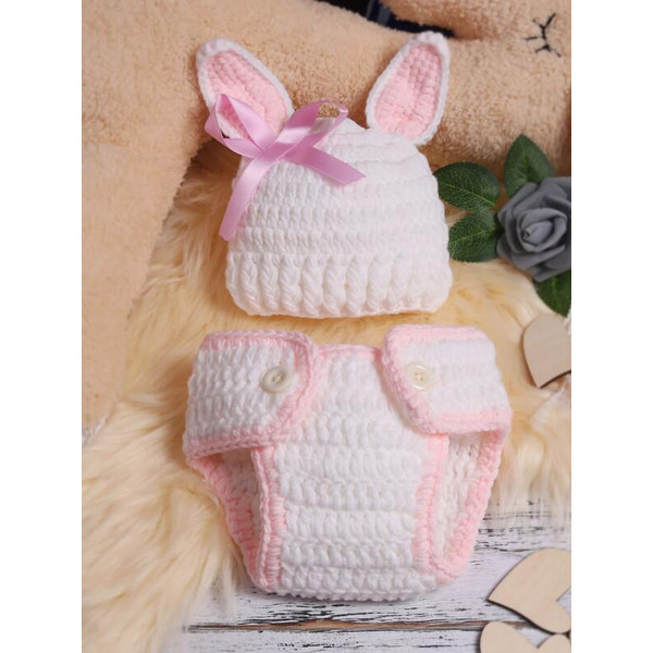 2Pcs Hot Newborn Baby Crochet Knit Costume Shorts Ear Design Hat Photo Photography Prop Outfits (4).jpg