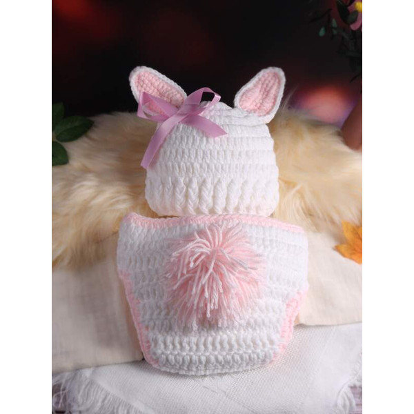 2Pcs Hot Newborn Baby Crochet Knit Costume Shorts Ear Design Hat Photo Photography Prop Outfits (5).jpg