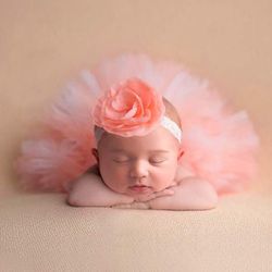 Baby Girls Newborn Tutu Skirt & Headband Outfit Set Photo Shoot Prop 0-1 Months Photography Set