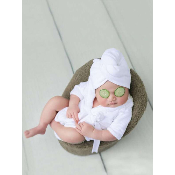 Newborn Photography Prop Bathrobe Towel Sets Baby Robe Spa Unisex Photo 2 Pcs.jpg