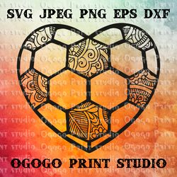 Football svg, Heart SVG, Mandala svg, Zentangle SVG, Soccer, Handmade