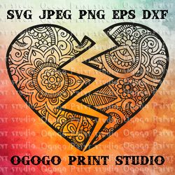 Mandala svg, Best Friends Svg, Heart svg, Zentangle SVG
