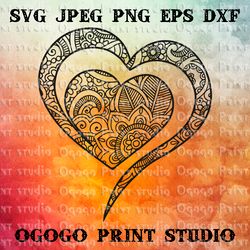 heart svg, valentines day svg, mandala svg, zentangle svg