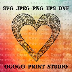 Heart SVG, Zentangle SVG, Mothers day svg, Mandala svg