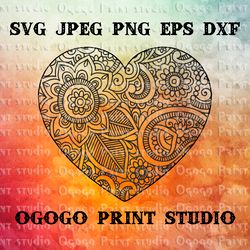 heart svg, zentangle svg, mandala svg, valentines day svg