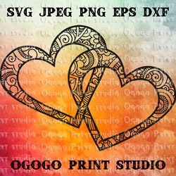 Heart SVG, Valentines day svg, Zentangle SVG, Mandala svg
