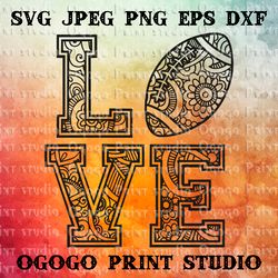 love football svg, mandala svg, zentangle svg, sport svg, handmade
