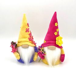 Summer flower gnome, Spring scandinavian leprechaun, Soft plush gnome, Swedish dwarf as a gift to mom, Gift for husband