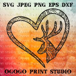 Deer Love svg, Mandala svg, Christmas svg, Zentangle SVG