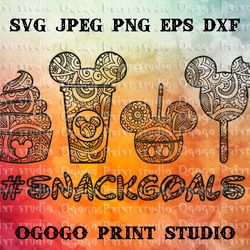Snack goals, Mickey Mouse SVG, Mandala svg, Cartoon Character, Zentangle SVG