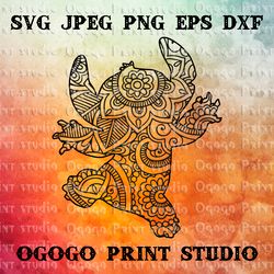 Stitch SVG, Mandala svg, Cartoon Character, Zentangle SVG, Handmade