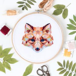 Geometric Fox Cross Stitch Pattern