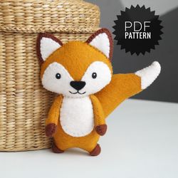 Felt animal pattern, Woodland fox pattern, felt toy pattern, sewing Fox ornament DIY plush PDF, forest animals