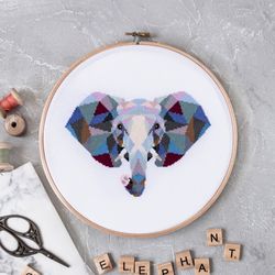 geometric elephant cross stitch pattern