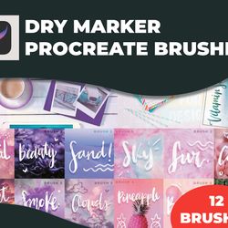 Procreate Brushes, Dry Marker, Procreate brush, Procreate lettering, Procreate stamps, Watercolor brushes, procreate