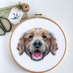Geometric Retriever Dog Cross Stitch Pattern