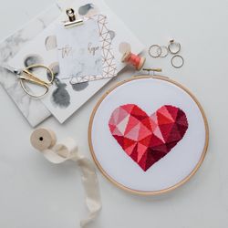 Geometric Heart Cross Stitch Pattern