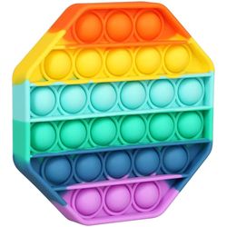 rainbow octagon push pop bubble fidget toy