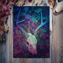 deer skull / dark art poster / goth home decor