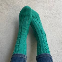 Handmade warm knitted womens socks