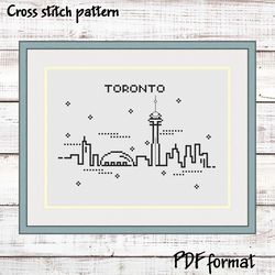 Toronto Cross Stitch Pattern PDF, Modern Cross Stitch, Canada Cross Stitch Outline Xstitch chart, City Cross Stitch