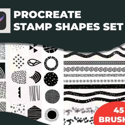 Procreate Stamp Shapes Set, Procreate brushes, Procreate stamp, Shapes Procreate, Procreate pack. Digital Download