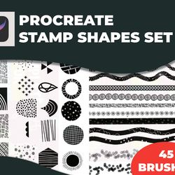 procreate stamp shapes set, procreate brushes, procreate stamp, shapes procreate, procreate pack. digital download