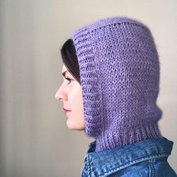 merino wool silk mohair hand knitted balaclava