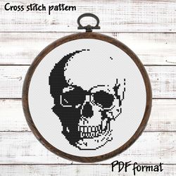 Skull Cross Stitch Pattern PDF, Cross Stitch Pattern, Modern Xstitch, Skull Cross Stitch, Monochrome Cross Stitch Chart
