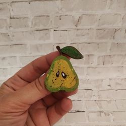 Brooch / Wooden Brooch / Painted Brooch / Pear Brooch/ Eco-friendly brooch / Gift for a girl / For a stylish image / Pin