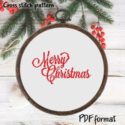 Merry Christmas Cross Stitch Pattern, Easy Cross Stitch, Christmas Pattern, Xmas Cross Stitch, Modern Xstitch Pattern