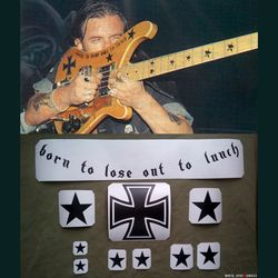 Lemmy Kilmister guitar Rickenbacker decal Motorhead vinyl sticker  "Born to lose out to lunch" Set