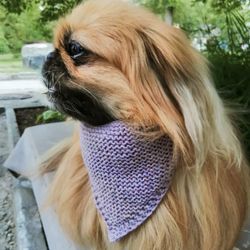 Lilac Pet Bandana/Hand Knitted/Pet Accessories/Cats/Dogs