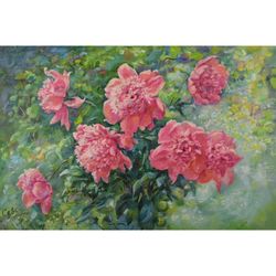 peonies painting original art flowers canvas floral wall art impressionism artwork