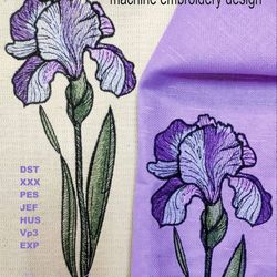 Iris machine embroidery design