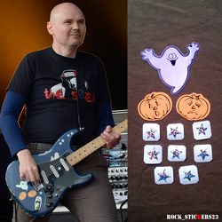 Billy Corgan blue Strat stickers ghost and shining stars Smashing Pumpkins guitar decal. Set 11