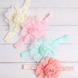 4Pcs Newborn Baby Girls Flower Headband Soft Elastic Bow Knot Hair Band Set gift Photography Prop