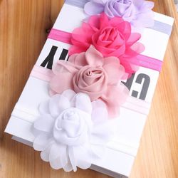 4Pcs Newborn Baby Girls Flower Headband Soft Elastic Bow Knot Hair Band Set gift Photography Prop