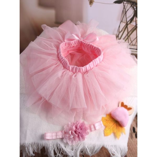 Baby Girls Newborn Tutu Skirt & Headband Outfit Set Photo Shoot Prop 0-1 Months Photography Set (6).jpg