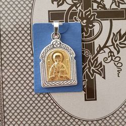 basil the great christian medallion pendant handmade silver and gold plated free shipping
