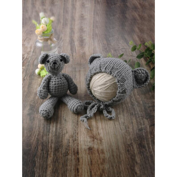 Newborn Baby 1 Set Knit Hat Bear Toy Girl Boy Crochet Costume Photography Props (6).jpg